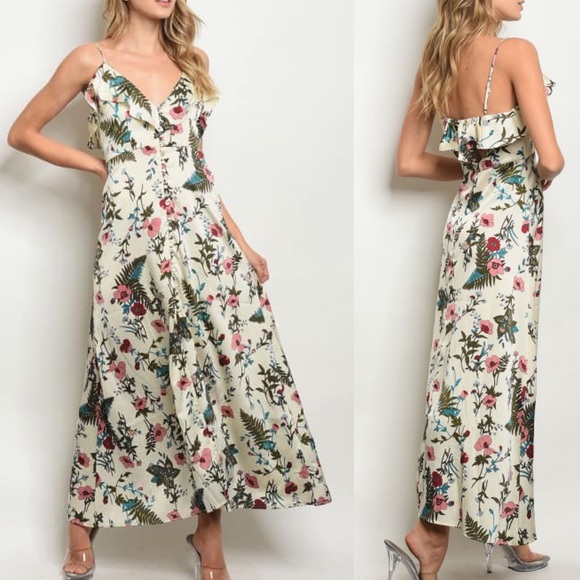 Tropical Floral Ivory Dress - Picture 3 of 5